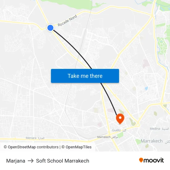 Marjana to Soft School Marrakech map