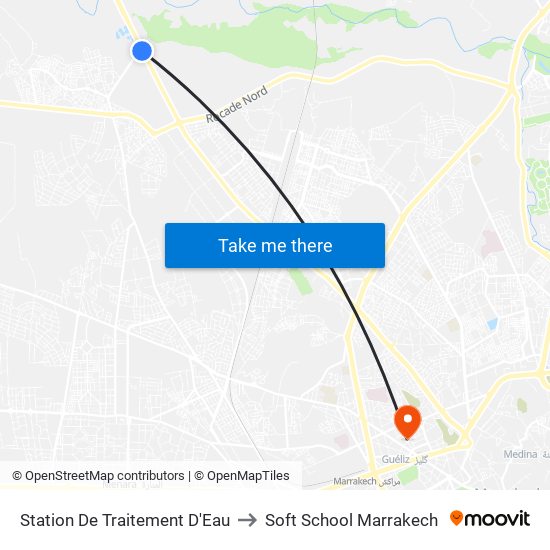 Station De Traitement D'Eau to Soft School Marrakech map