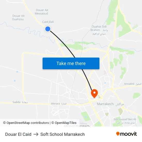 Douar El Caid to Soft School Marrakech map