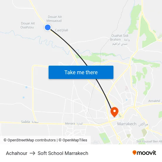 Achahour to Soft School Marrakech map