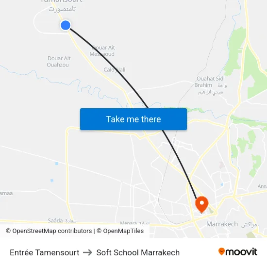 Entrée Tamensourt to Soft School Marrakech map