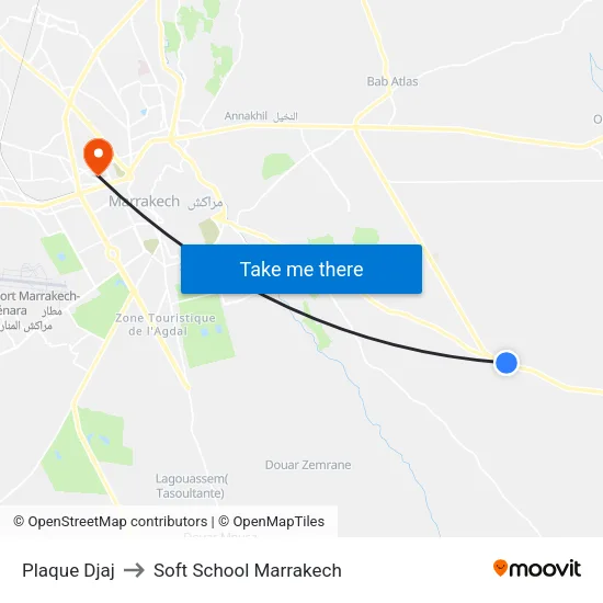 Plaque Djaj to Soft School Marrakech map
