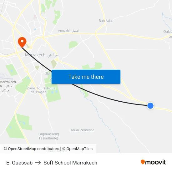 El Guessab to Soft School Marrakech map