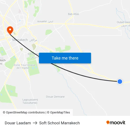 Douar Laadam to Soft School Marrakech map