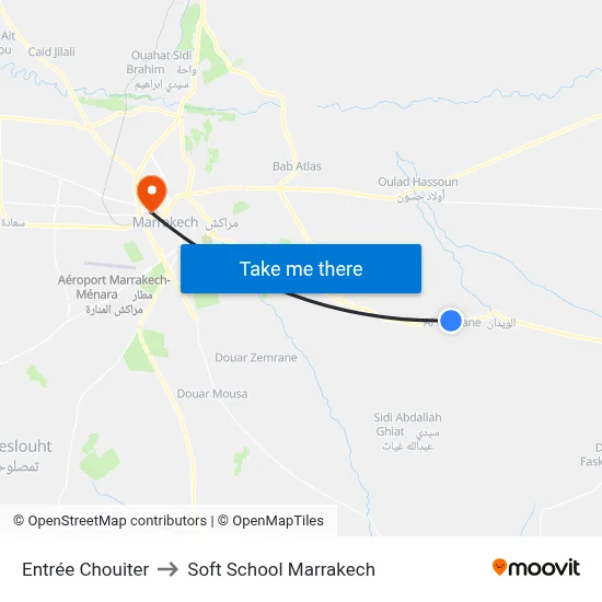 Entrée Chouiter to Soft School Marrakech map