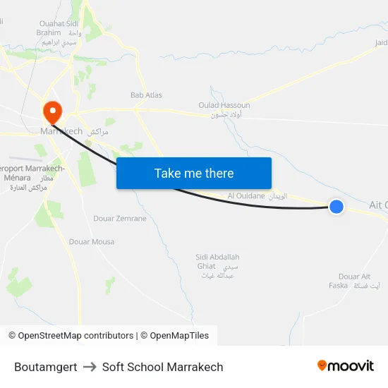 Boutamgert to Soft School Marrakech map
