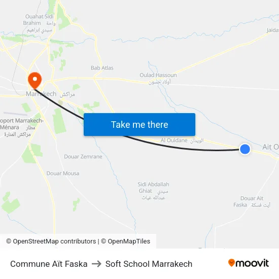 Commune Aït Faska to Soft School Marrakech map
