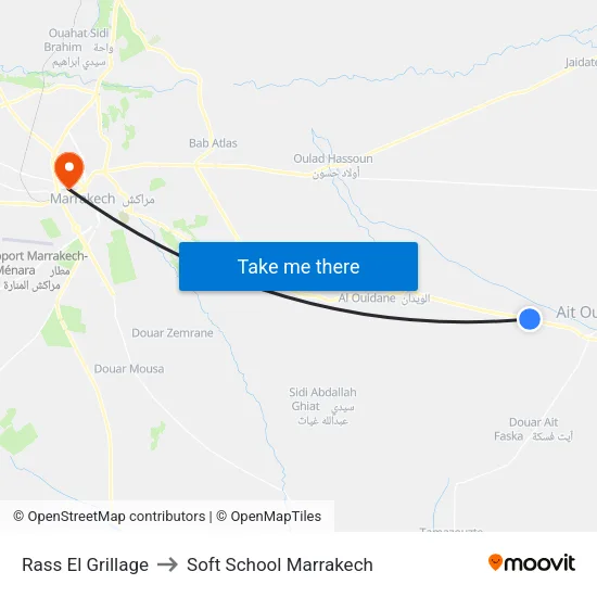 Rass El Grillage to Soft School Marrakech map
