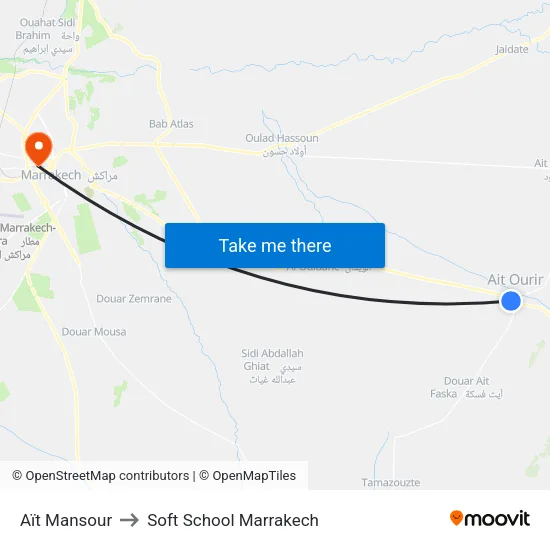 Aït Mansour to Soft School Marrakech map
