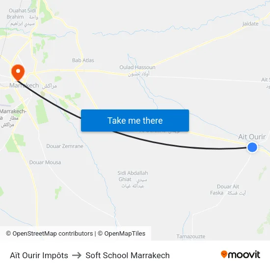 Aït Ourir Impôts to Soft School Marrakech map