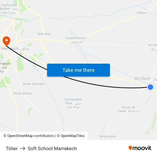 Tôlier to Soft School Marrakech map