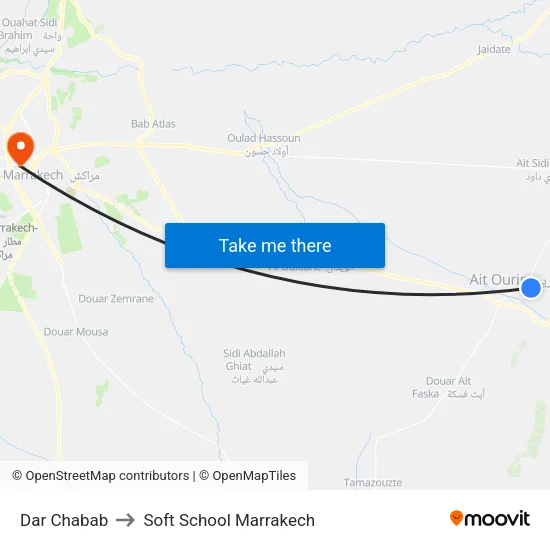 Dar Chabab to Soft School Marrakech map