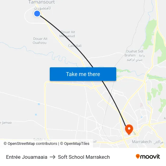 Entrée Jouamaaia to Soft School Marrakech map