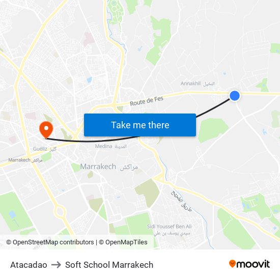 Atacadao to Soft School Marrakech map