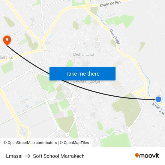Lmassi to Soft School Marrakech map