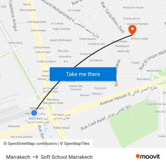 Marrakech to Soft School Marrakech map