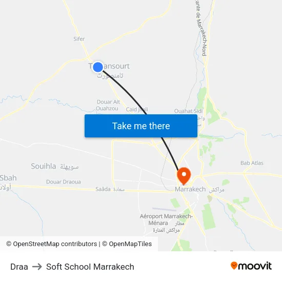 Draa to Soft School Marrakech map