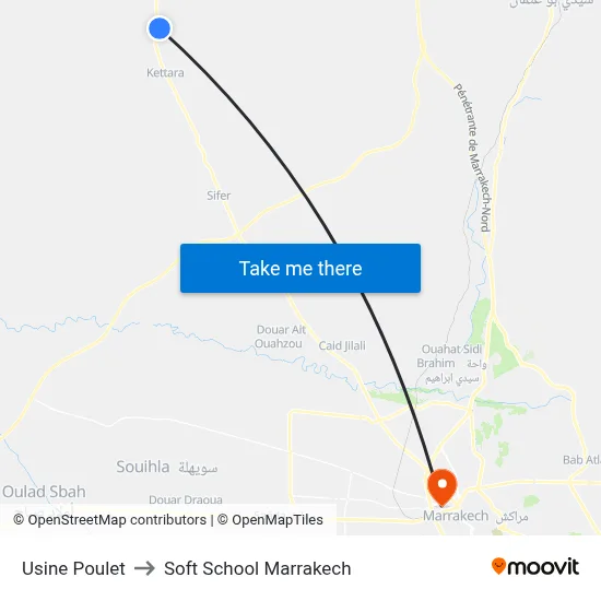 Usine Poulet to Soft School Marrakech map