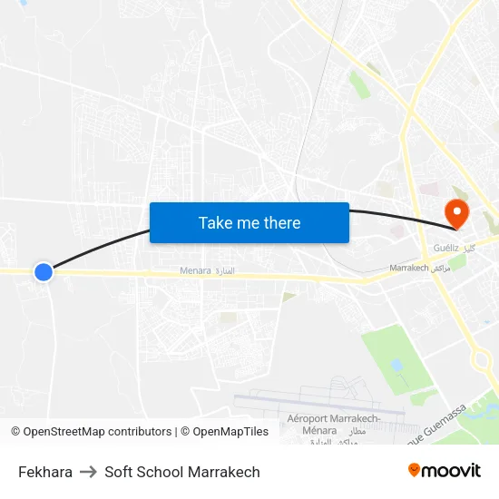 Fekhara to Soft School Marrakech map