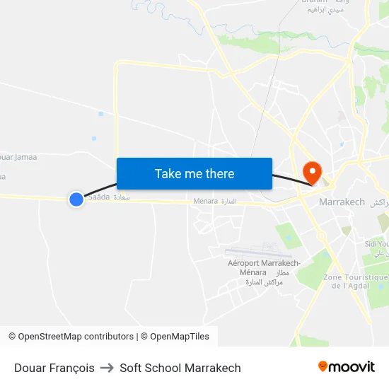 Douar François to Soft School Marrakech map
