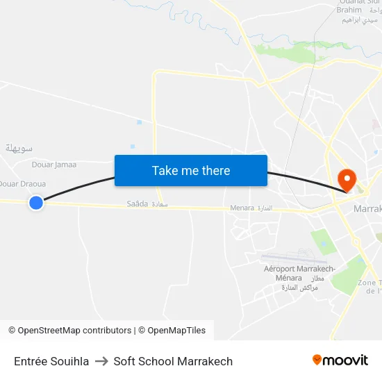 Entrée Souihla to Soft School Marrakech map
