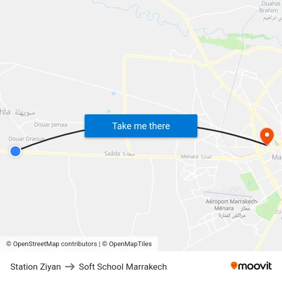 Station Ziyan to Soft School Marrakech map