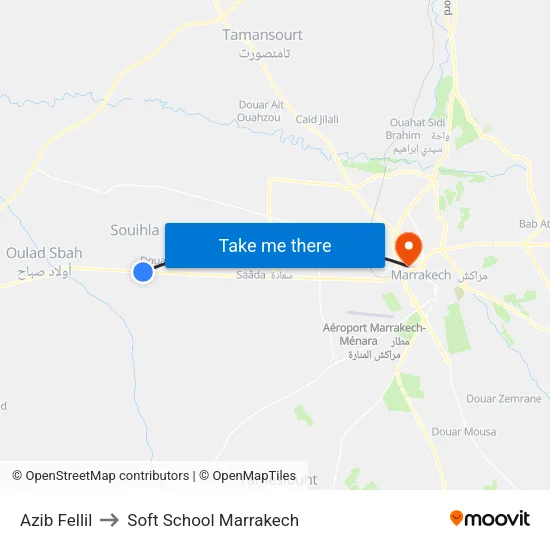 Azib Fellil to Soft School Marrakech map