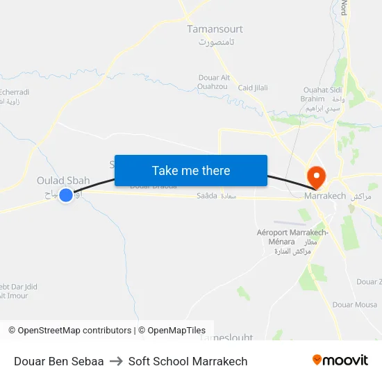 Douar Ben Sebaa to Soft School Marrakech map