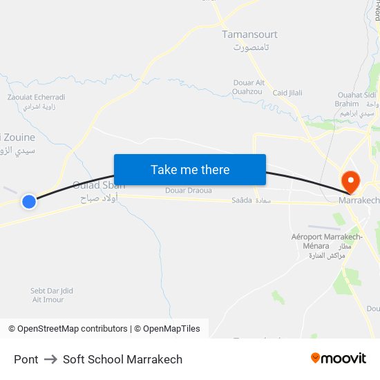 Pont to Soft School Marrakech map