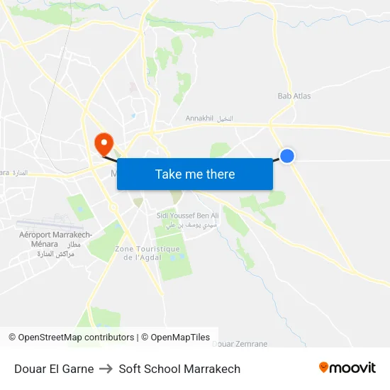Douar El Garne to Soft School Marrakech map