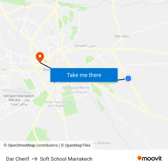 Dar Cherif to Soft School Marrakech map