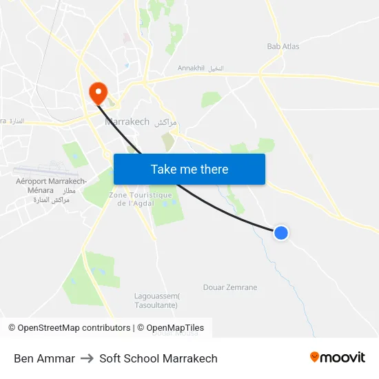 Ben Ammar to Soft School Marrakech map