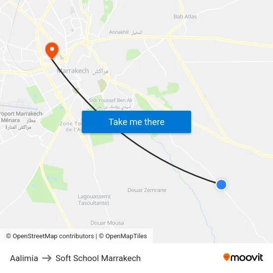 Aalimia to Soft School Marrakech map