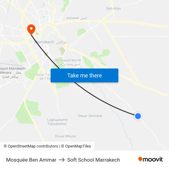 Mosquée Ben Ammar to Soft School Marrakech map