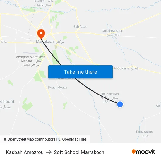 Kasbah Amezrou to Soft School Marrakech map