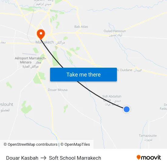 Douar Kasbah to Soft School Marrakech map