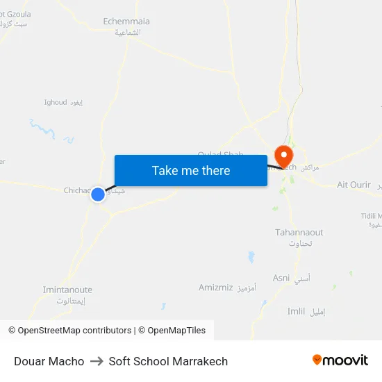 Douar Macho to Soft School Marrakech map