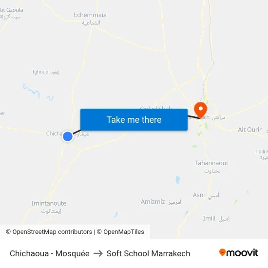 Chichaoua - Mosquée to Soft School Marrakech map