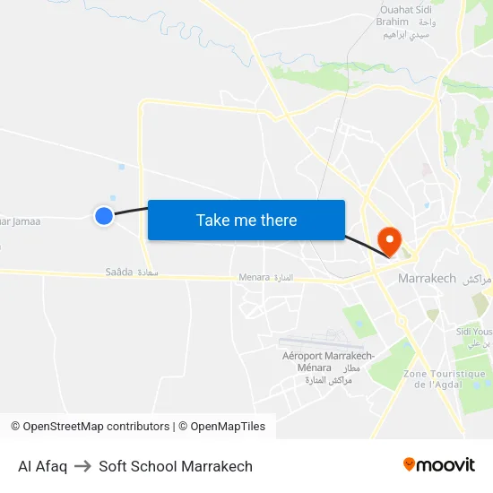 Al Afaq to Soft School Marrakech map