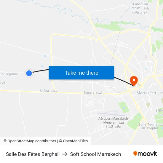 Salle Des Fêtes Berghali to Soft School Marrakech map