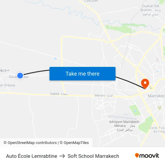 Auto École Lemrabtine to Soft School Marrakech map
