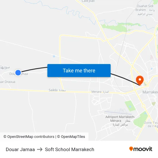 Douar Jamaa to Soft School Marrakech map