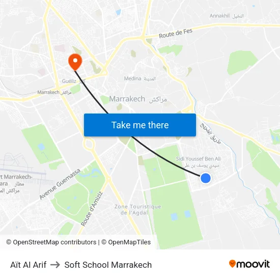 Aït Al Arif to Soft School Marrakech map