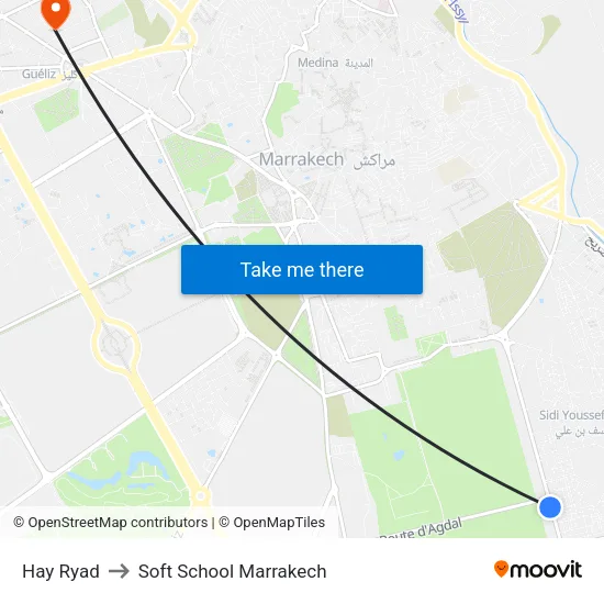 Hay Ryad to Soft School Marrakech map