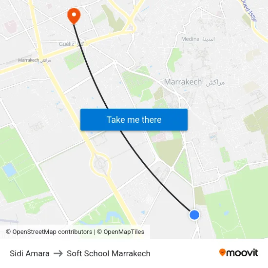 Sidi Amara to Soft School Marrakech map