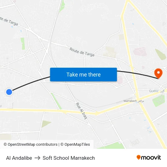 Al Andalibe to Soft School Marrakech map