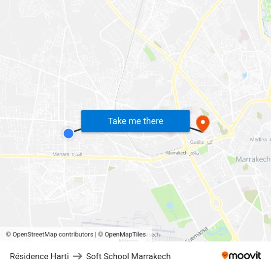 Résidence Harti to Soft School Marrakech map