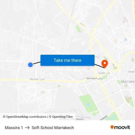 Massira 1 to Soft School Marrakech map