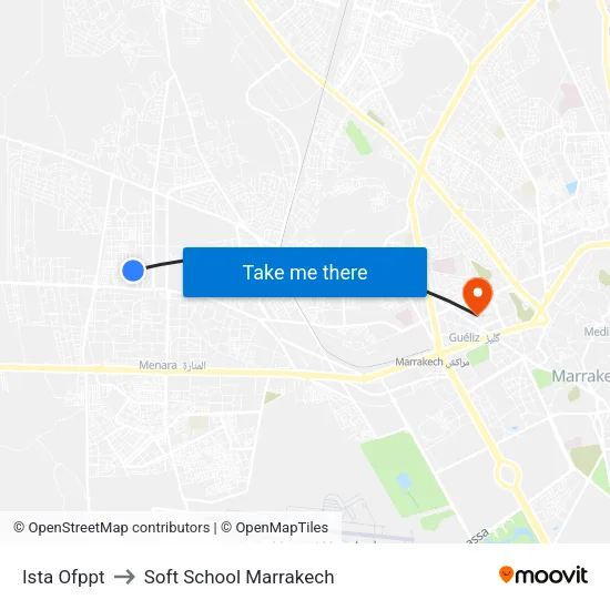 Ista Ofppt to Soft School Marrakech map