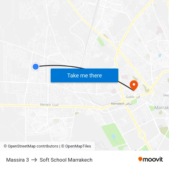 Massira 3 to Soft School Marrakech map